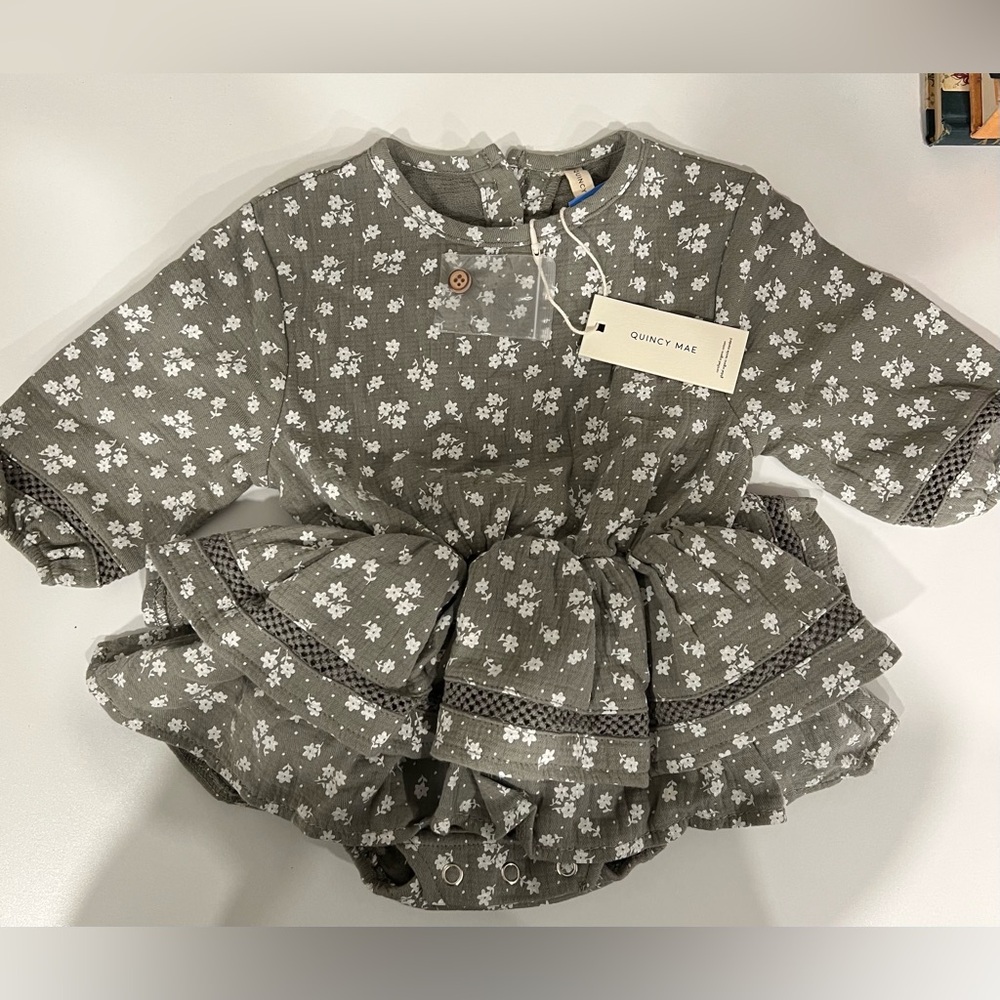 Quincy Mae Olive Floral romper / dress